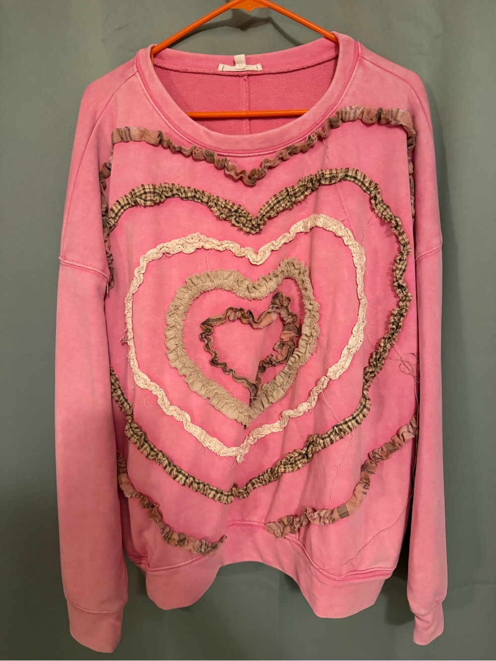 Oli & Hali Pink Heart Ruffle Sweatshirt